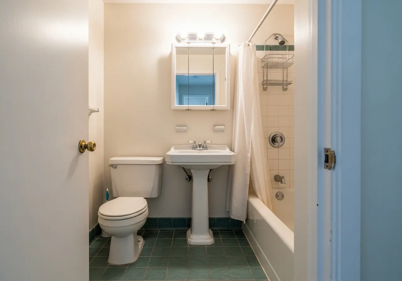 Compact Bathroom Makeover - illustrative before example