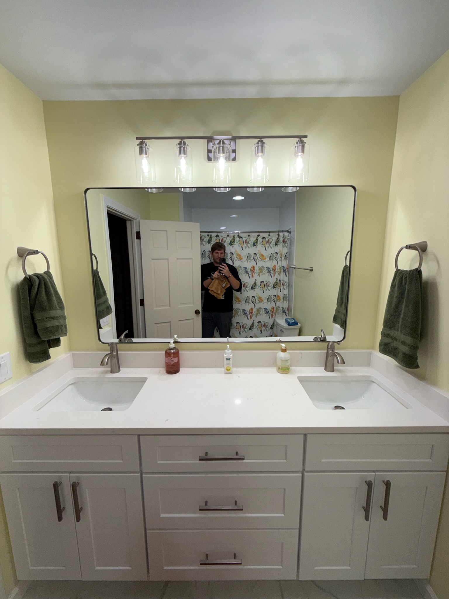 Connected half bathroom remodel in Anderson, SC with new vanity, quartz top, and updated fixtures - Brett J. project photo 2